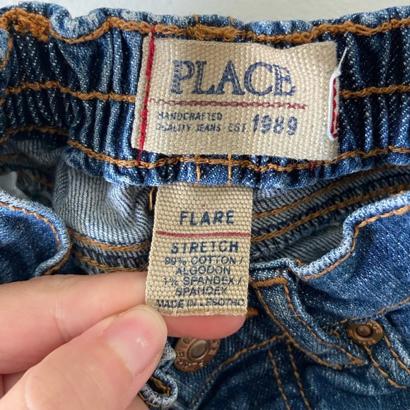 EUC | Children’s Place baby girl’s elastic snap button flare stretch jeans 12mo - Picture 8 of 8